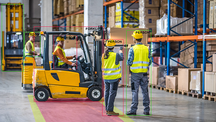 Warehouse safety detection zones
