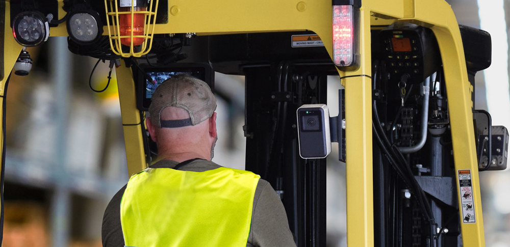 Omnipro collition avoidance system for forklifts monitors forward and rear blind spots