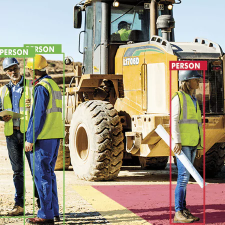 Construction workers being viewed by AI software